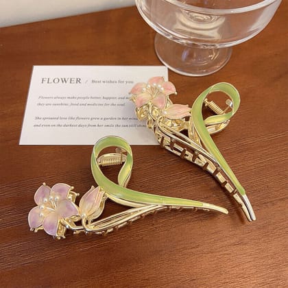 Blubby Flower Design Metal Hair Claw Clip (Pack of 1)