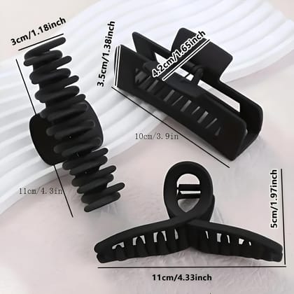 Black Hair Claw Korean Simple Temperament Matte Hair Clips Fashion Solid Color Hair Accessories(Pack of 3)