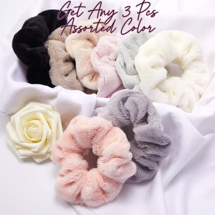 3 Pieces Scrunchies Fuzzy Scrunchy Ponytail Scrunchies For Women And Girls