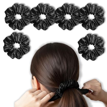 Silk Satin Scrunchies For Women & Girls Pack of 6
