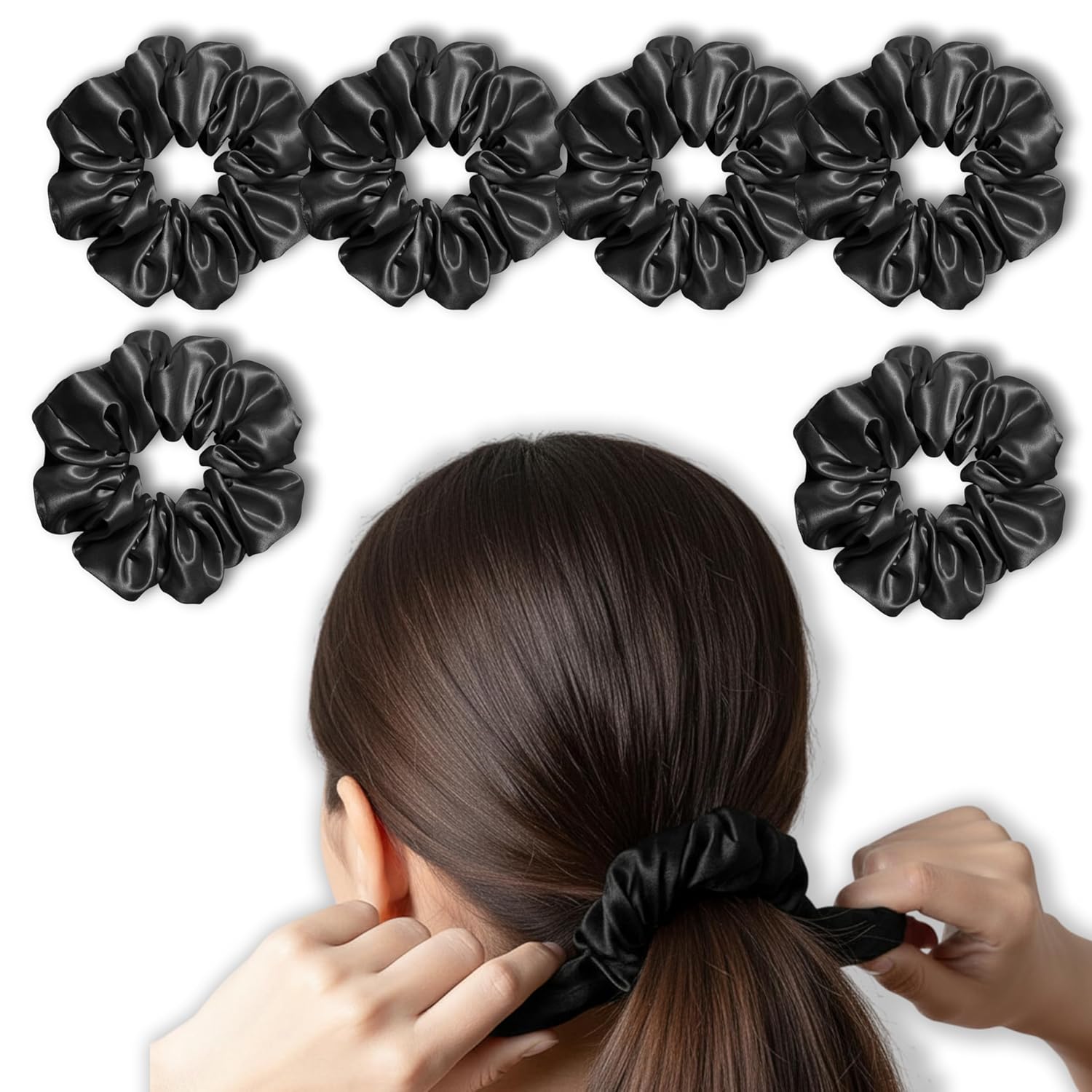 Silk Satin Scrunchies For Women & Girls Pack of 6