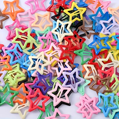 230 Pcs Combo 200pcs Mini Colorful Rubber Bands with 30 Pcs Star Shape Metal Tic Tac Hair Clips