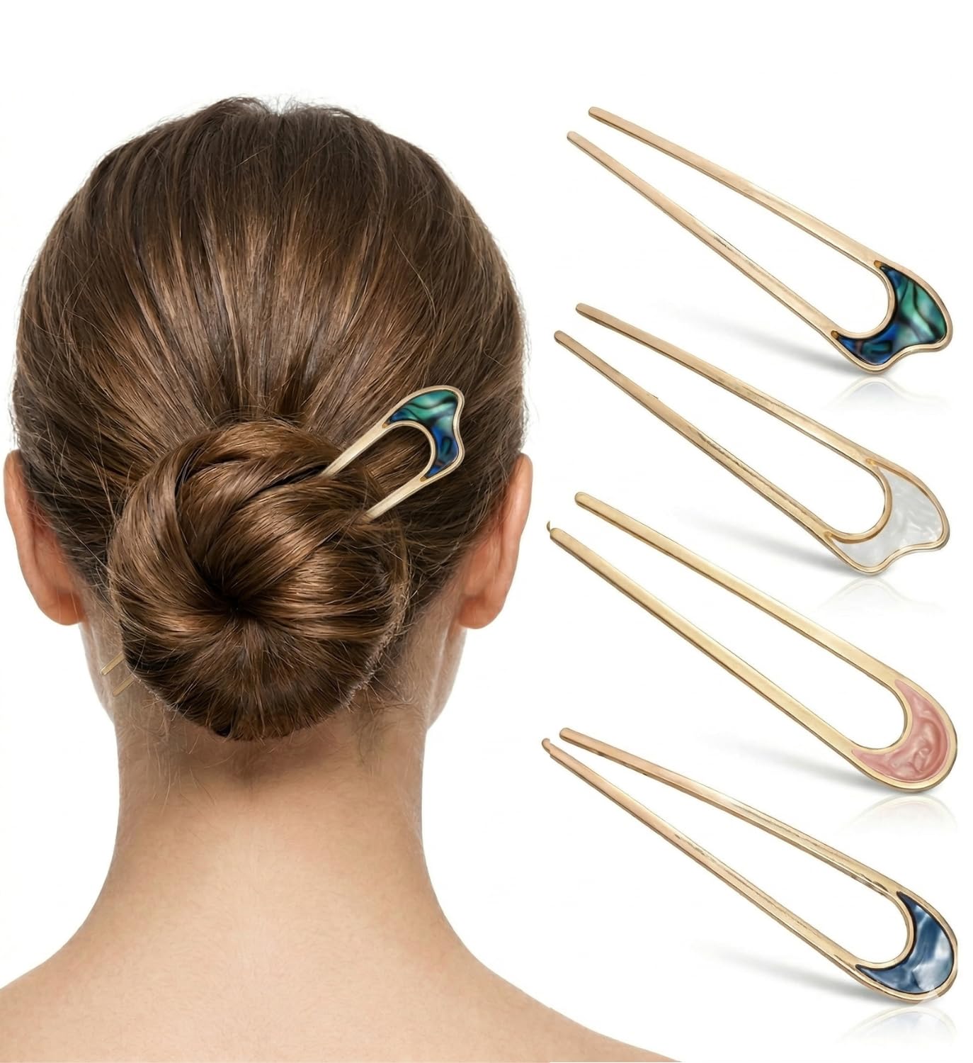 Marble Embezzled Hair Bun Stick For Women