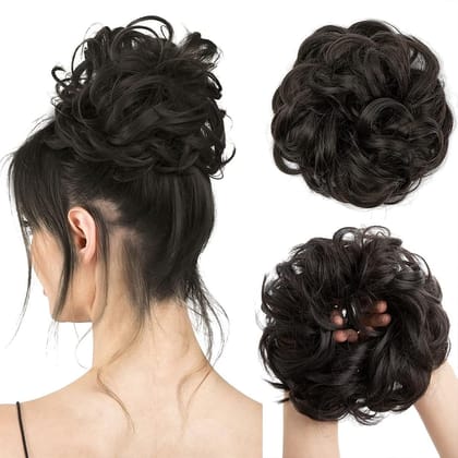 2pcs Black Messy Hair Bun Extension