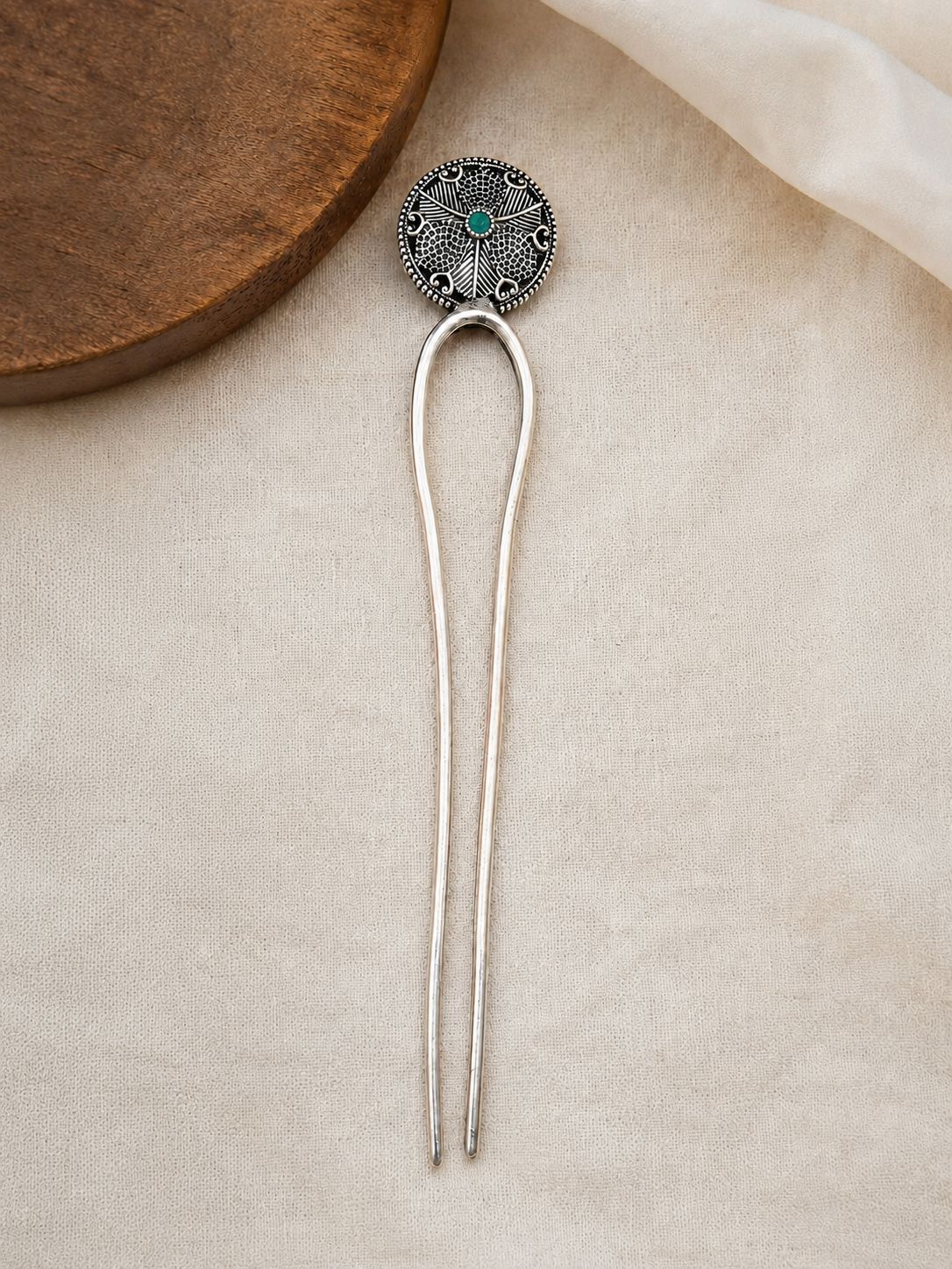  Handmade Oxidised Silver Floral Juda Stick for Women | Traditional Hair Bun Pin