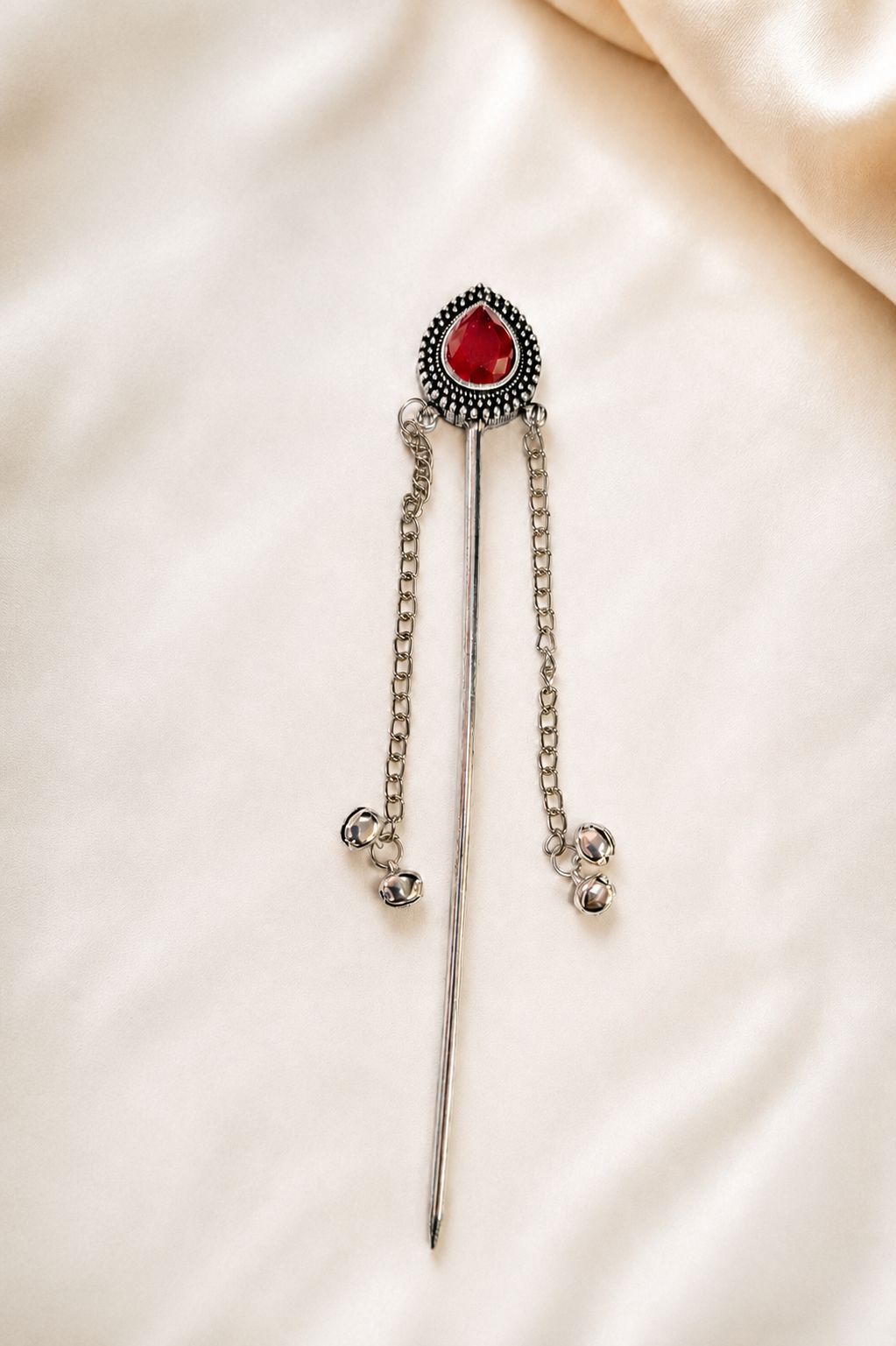 Handmade Oxidised Silver Elegant Gold Pearl Floral Juda Stick Hair Pin for Women