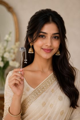 Handmade Oxidised Silver Elegant Silver Elephant Juda Stick for Women Traditional Hair Bun Pin