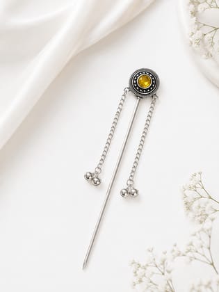 Blubby Oxidised Silver Juda Stick with Yellow Stone