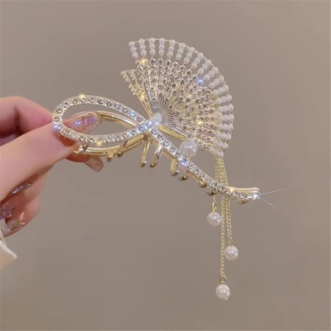 Elegant Pearl Metal Hair Claw Clip