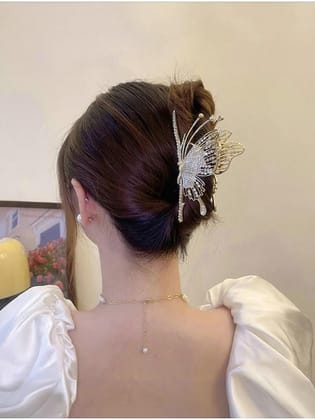 Elegant Butterfly Crystal Metal Hair Claw Clip