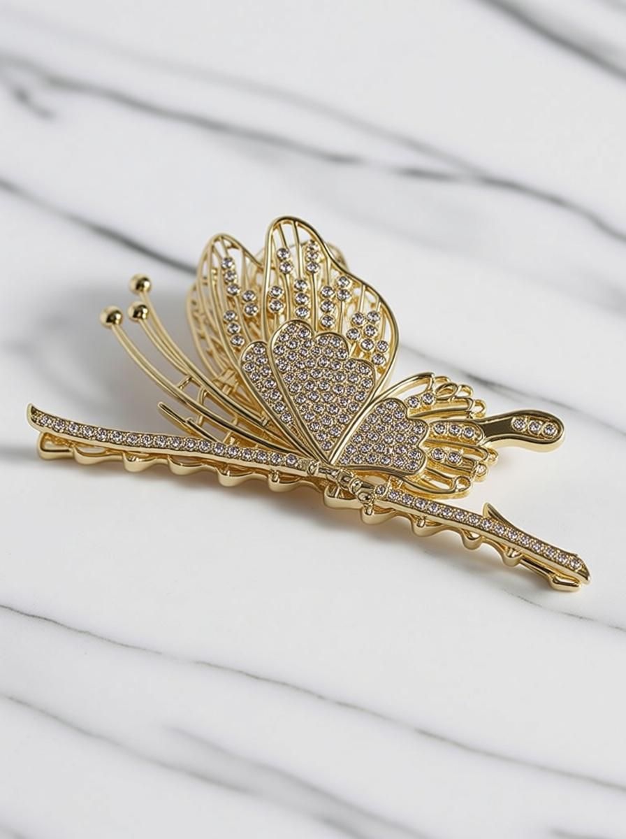 Blubby Premium Gold Butterfly Hair Claw