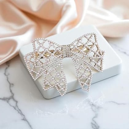 Elegant Pearl Bow Hair Claw Clip Elegant Pearl Bow Hair Claw Clip