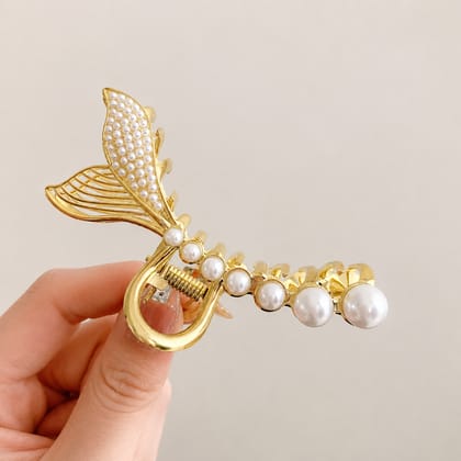 Premium Gold Pearl Leaf Hair Claw Premium Gold Pearl Leaf Hair Claw