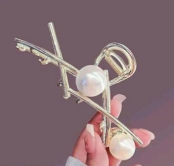 Elegant Gold Pearl Metal Hair Claw Elegant Gold Pearl Metal Hair Claw