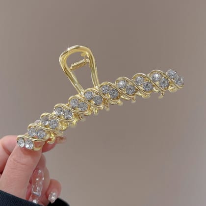Gold Crystal Hair Claw Clip