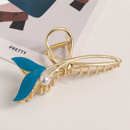 Elegant Gold Leaf Pearl Hair Claw