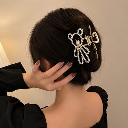Cute Rhinestone Teddy Bear Hair Claw