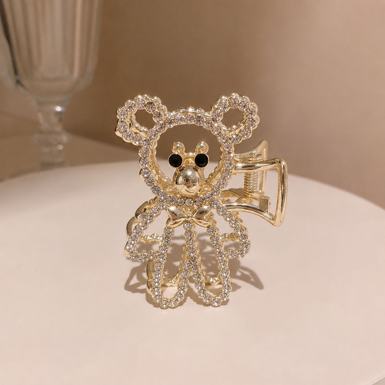 Cute Rhinestone Teddy Bear Hair Claw