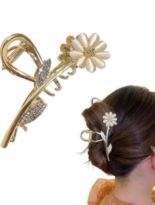 Golden Floral Metal Hair Claw Clip