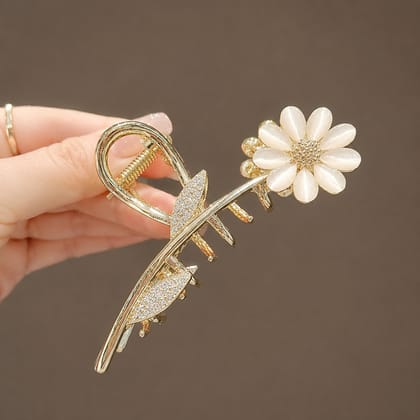 Golden Floral Metal Hair Claw Clip