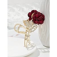 Elegant Gold Rose Metal Hair Claw