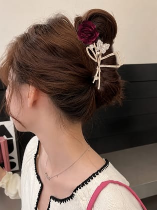 Elegant Gold Rose Metal Hair Claw