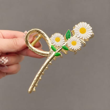 Golden Daisy Flower Hair Claw Clip