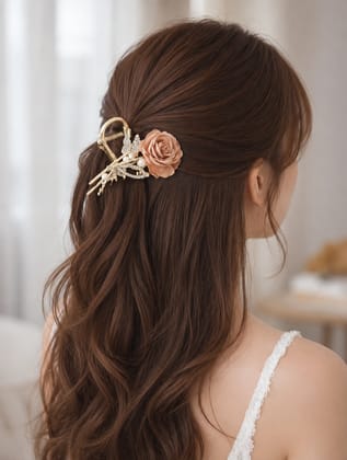 Luxury Gold Rose Flower Hair Claw