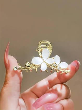 Elegant Gold Floral Hair Claw Clip