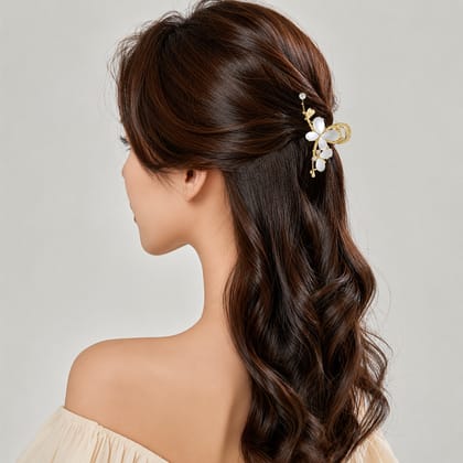 Elegant Gold Floral Hair Claw Clip