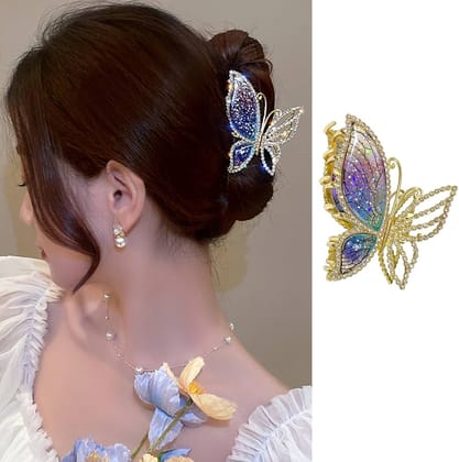 Elegant Crystal Butterfly Hair Claw Clip
