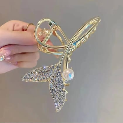Golden Leaf Metal Hair Claw Clip