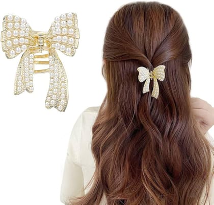 Elegant Pearl Butterfly Hair Claw Clip