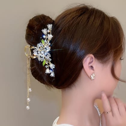 Luxury Gold Floral Rhinestone Hair Claw