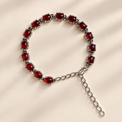 Women’s Red Beaded Bracelet with Adjustable Chain
