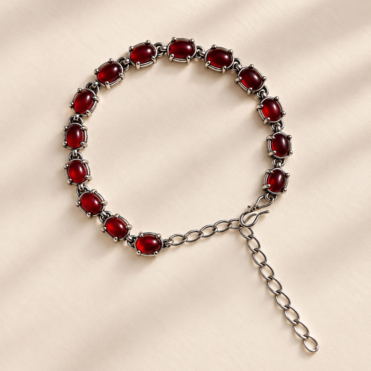 Women’s Red Beaded Bracelet with Adjustable Chain