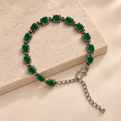 Elegant Green Beaded Bracelet with Silver Chain