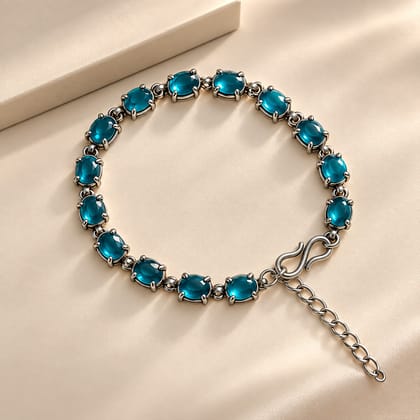 Trendy Turquoise Blue Crystal Beaded Adjustable Bracelet