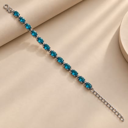 Trendy Turquoise Blue Crystal Beaded Adjustable Bracelet