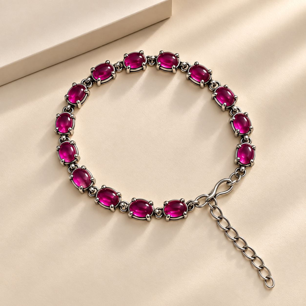 Women’s Stylish Pink Stone Chain Bracelet