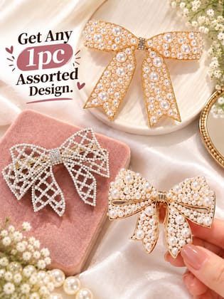 Elegant Pearl Bow Hair Clip for Women Pack Of 1 Elegant Pearl Bow Hair Clip for Women Pack Of 1