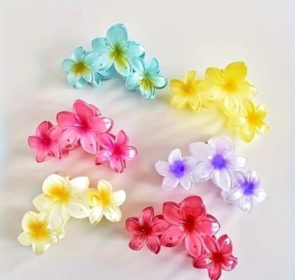  Pack Of  2 Multicolor Floral Hair Claw Clip for Women