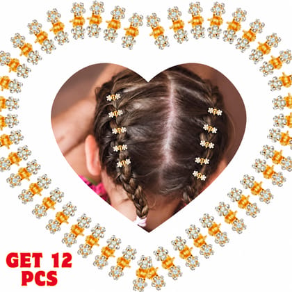 Elegant Gold & Pearl Shape Hair Clutch Set – Pack of 12 Pcs