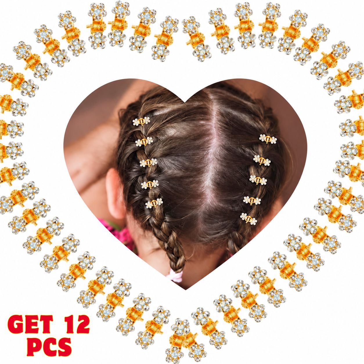 Elegant Gold & Pearl Shape Hair Clutch Set – Pack of 12 Pcs