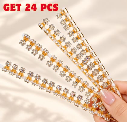 24 Pcs Golden Crystal Stone Hair Pins 24 Pcs Golden Crystal Stone Hair Pins