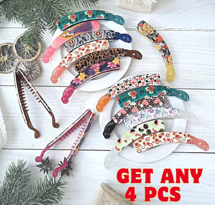 Trendy Multicolor Designer Hair Clips for Women & Girls Set of 4