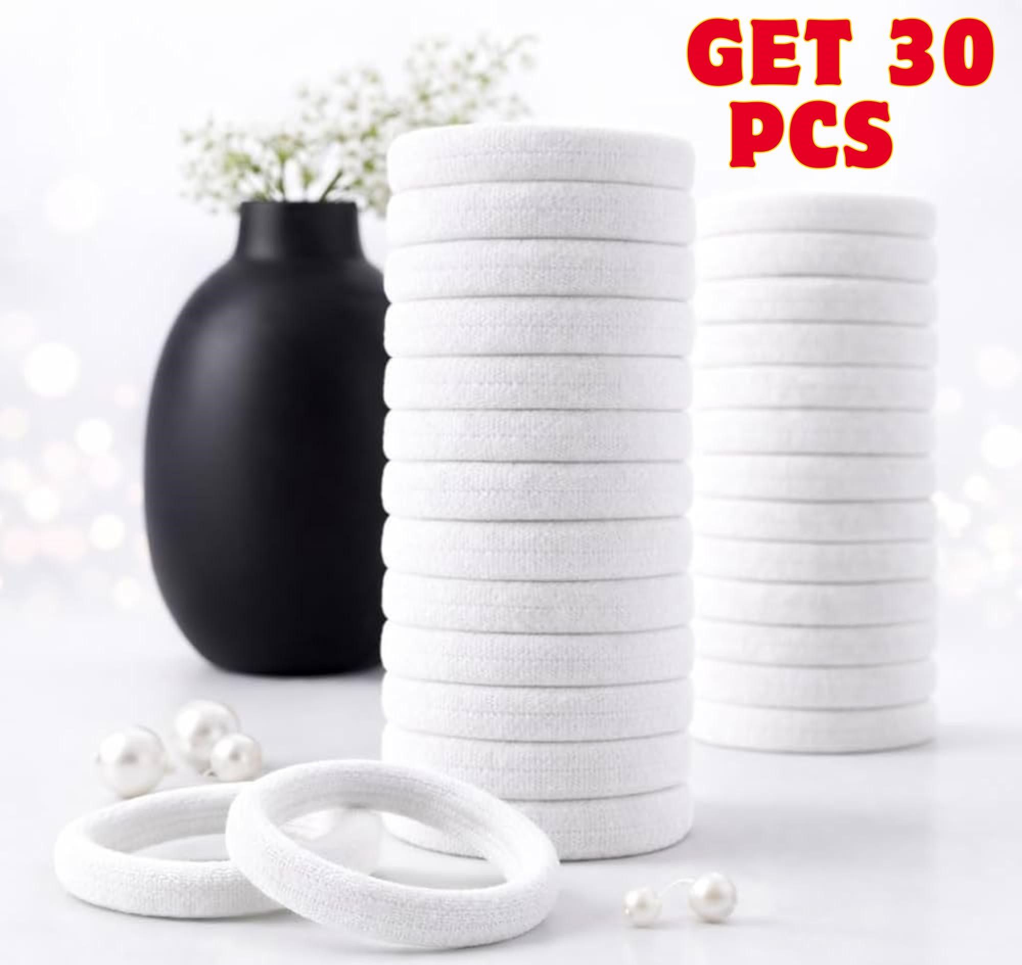 White Elastic Hair Ties -Pack of 30 Pcs