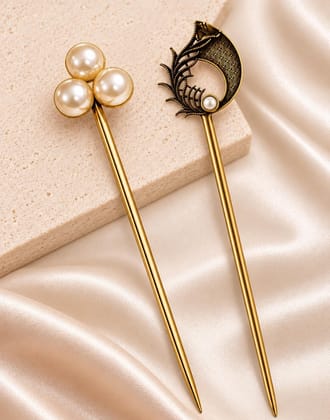  Elegant Pearl & Peacock Design Juda Hair Stick 