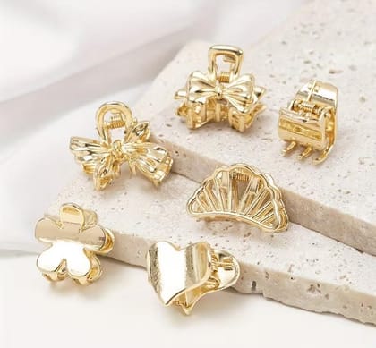 4 Pcs Assorted Design Golden Hair Claw Clips