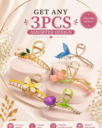 Women’s Stylish Hair Claw Clips Combo Pack of 3